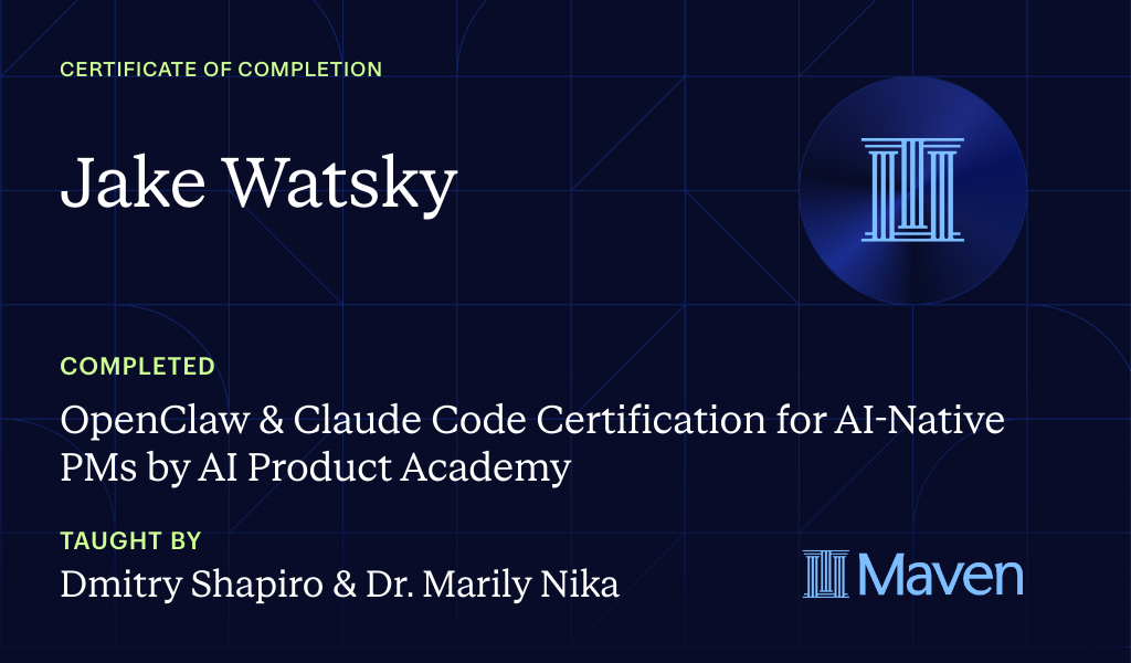 Certificate for OpenClaw & Claude Code Certification for AI-Native PMs by AI Product Academy