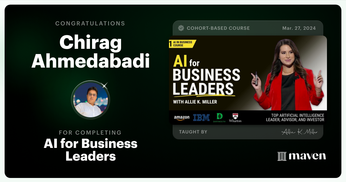 Certificate of Completion for AI for Business Leaders
