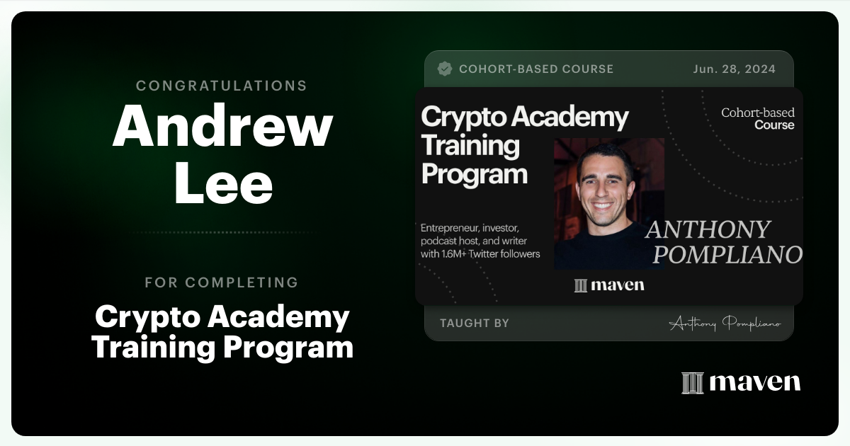 Certificate of Completion for Crypto Academy Training Program