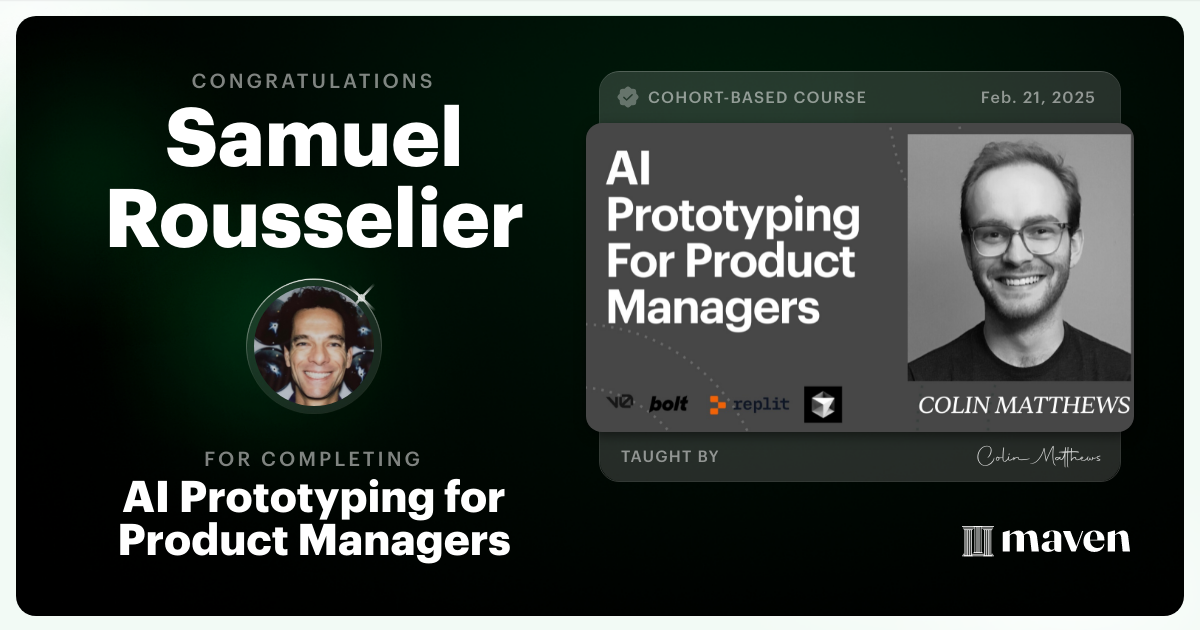 Certificate of Completion for AI Prototyping for Product Managers