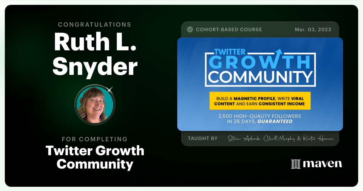 Certificate of Completion for Twitter Growth Community