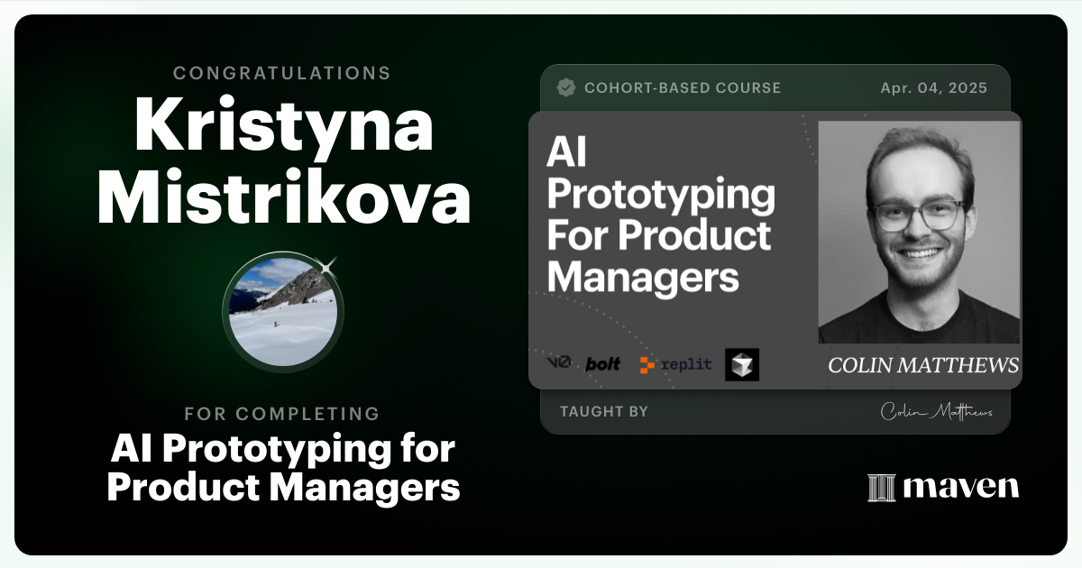 Certificate of Completion for AI Prototyping for Product Managers