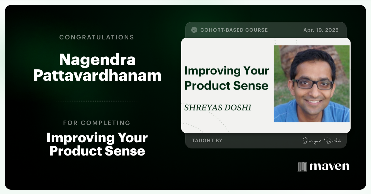 Certificate of Completion for World-class Product Sense in Practice