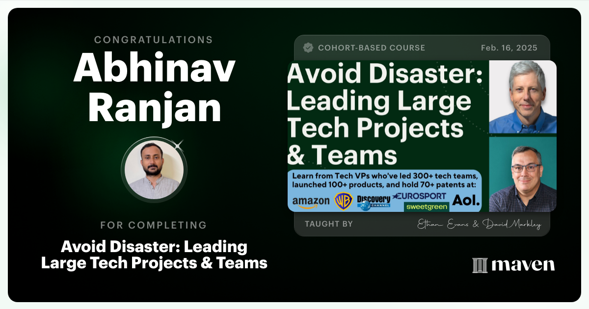 Certificate of Completion for Ship it: Avoid Failures and Lead Tech Projects to Success