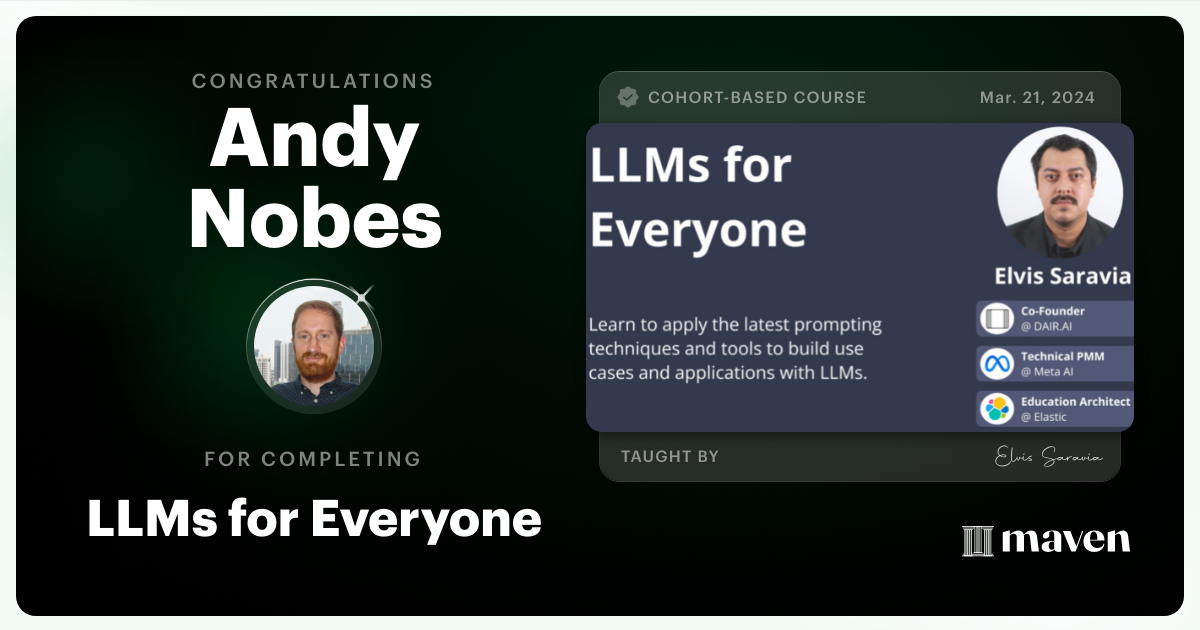 Certificate of Completion for LLMs for Everyone