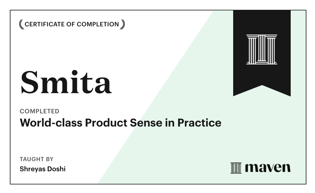 Certificate for World-class Product Sense in Practice