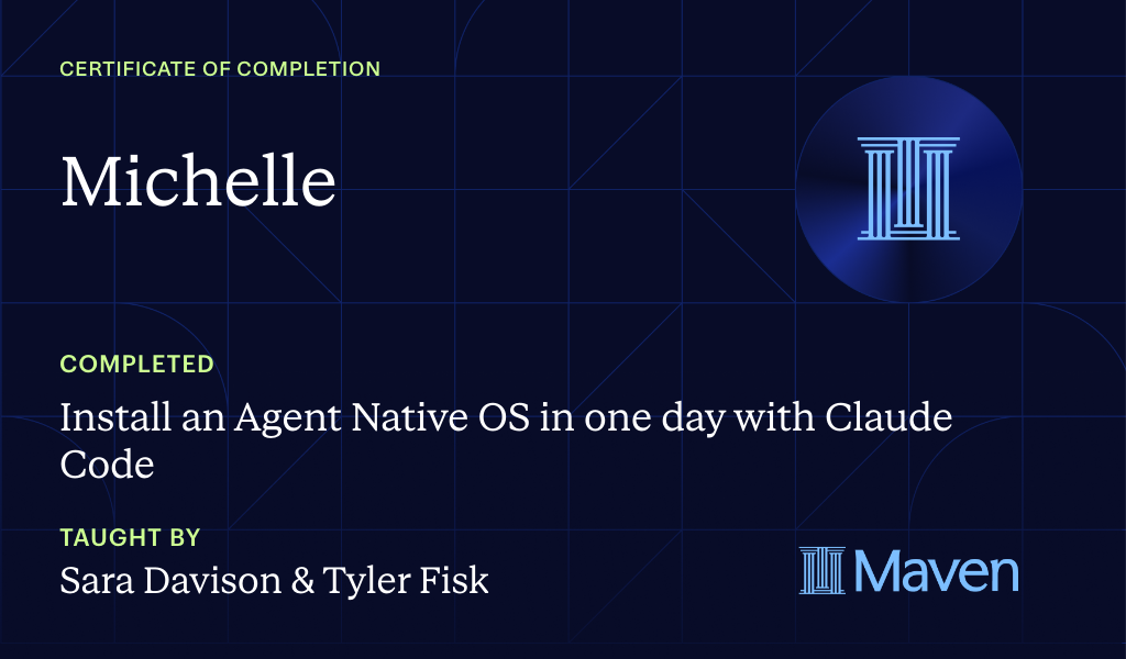 Certificate for Install an AI Agent Team + HQ in One Day with Claude Code (w/o Coding Skills)