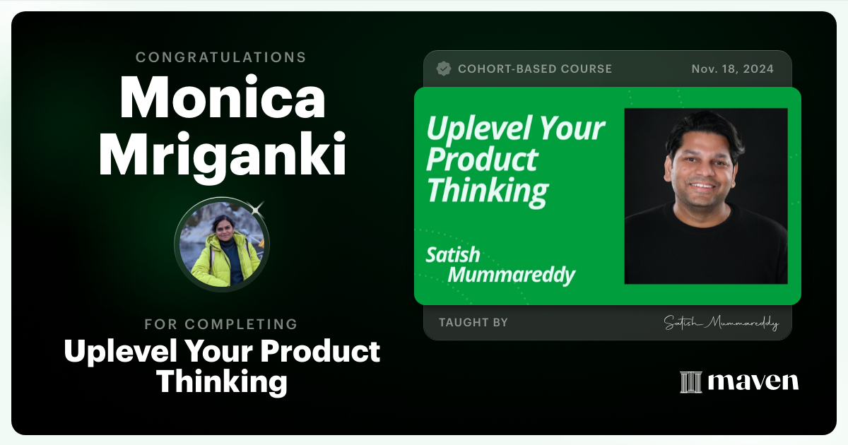 Certificate of Completion for Uplevel Your Product Thinking
