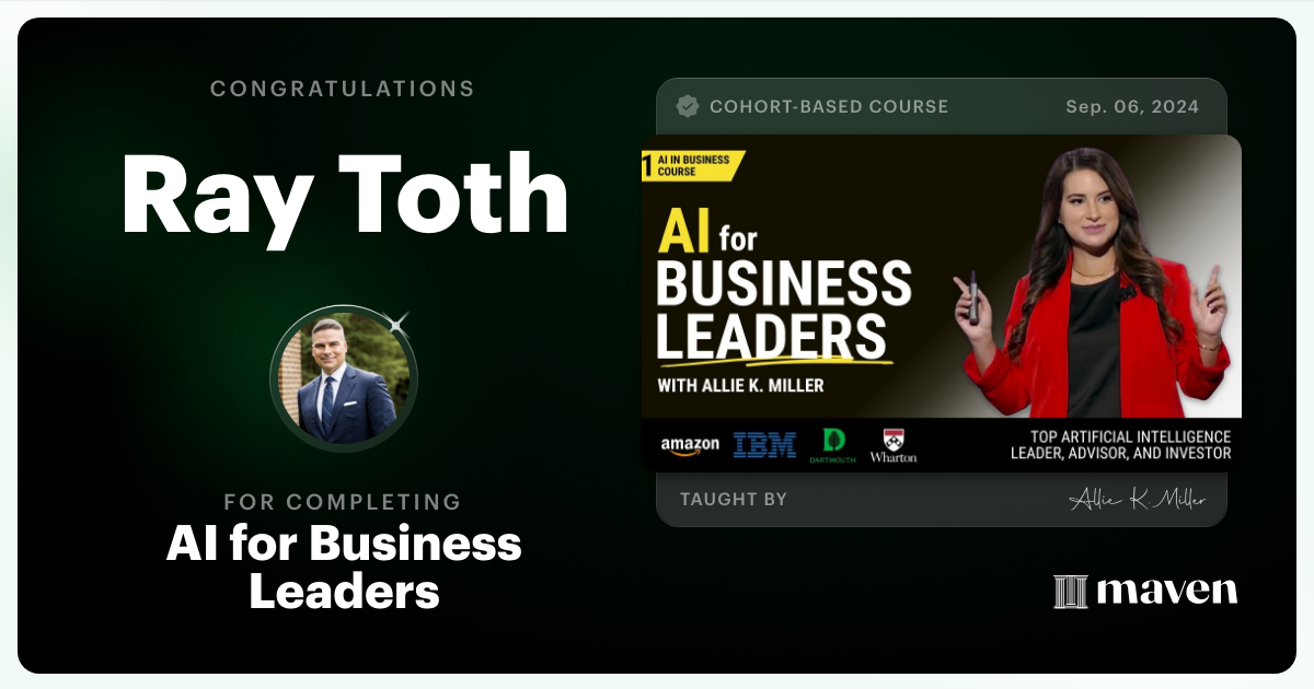 Certificate of Completion for AI for Business Leaders