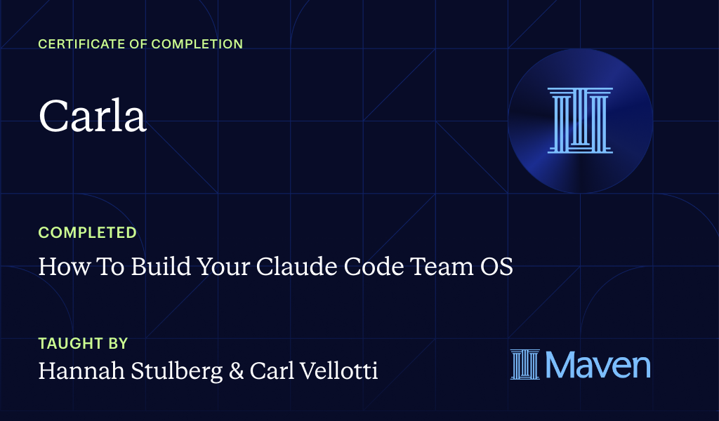 Certificate for How To Build Your Claude Code Team OS