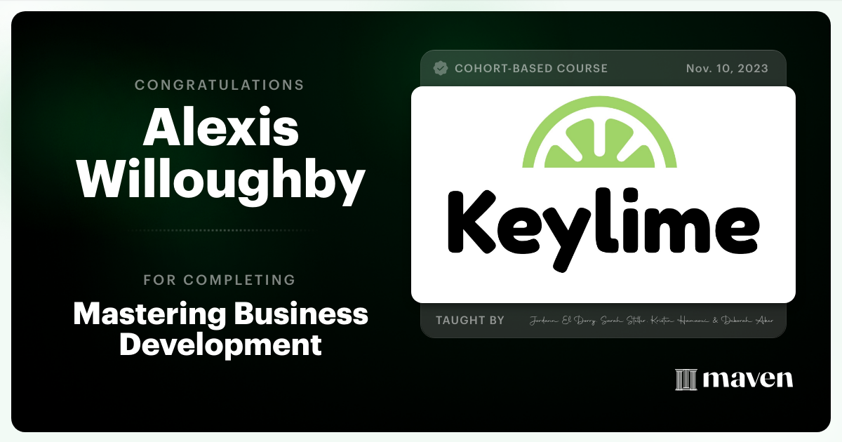 Certificate of Completion for Mastering Business Development