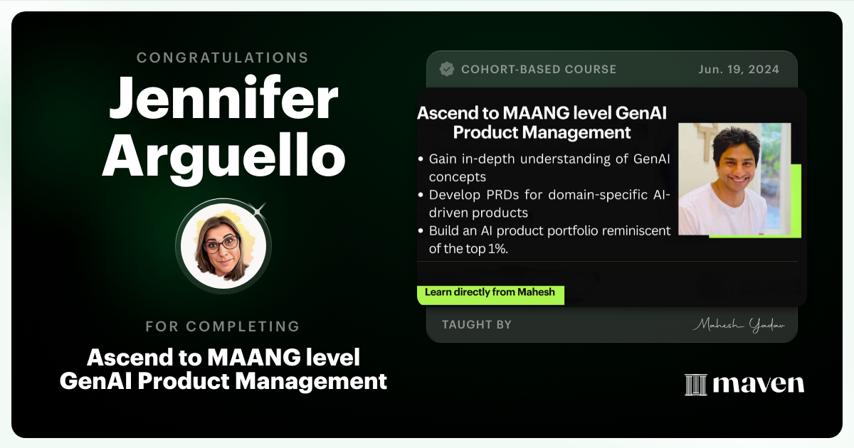 Certificate of Completion for Agentic AI Product Management Certification