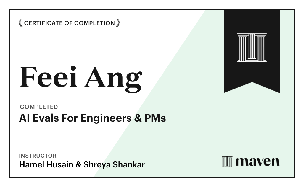 Certificate for AI Evals For Engineers & PMs