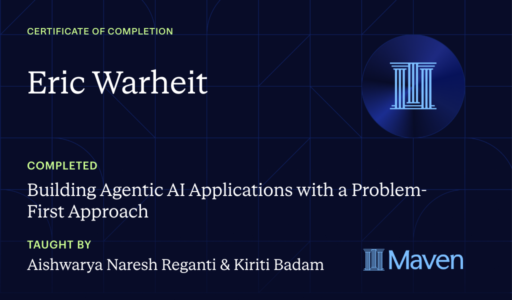 Certificate for Building Agentic AI Applications with a Problem-First Approach