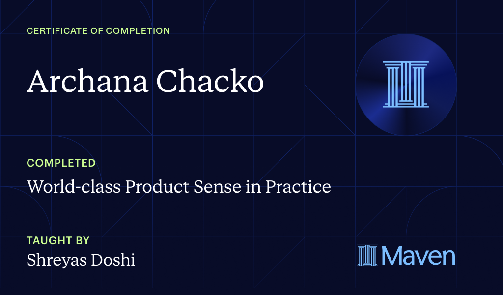 Certificate for World-class Product Sense in Practice