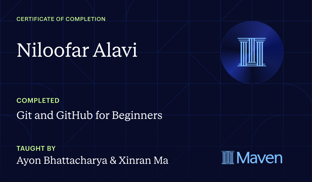 Certificate for Git and GitHub for Beginners