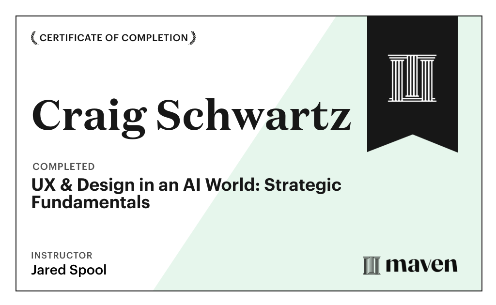 Certificate for UX & Design for Today's AI Functionality