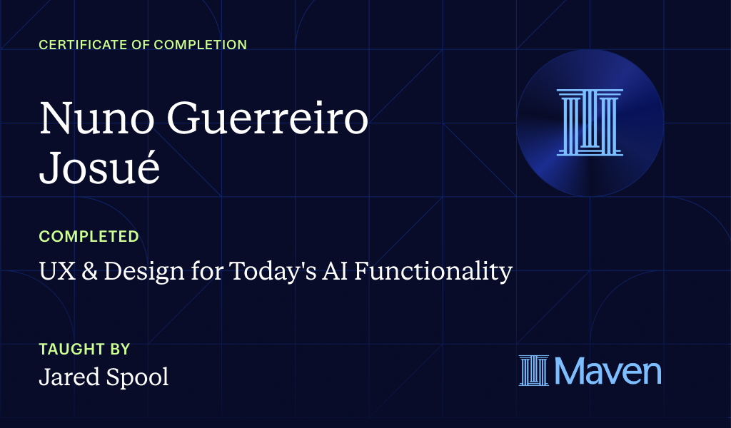 Certificate for UX & Design for Today's AI Functionality