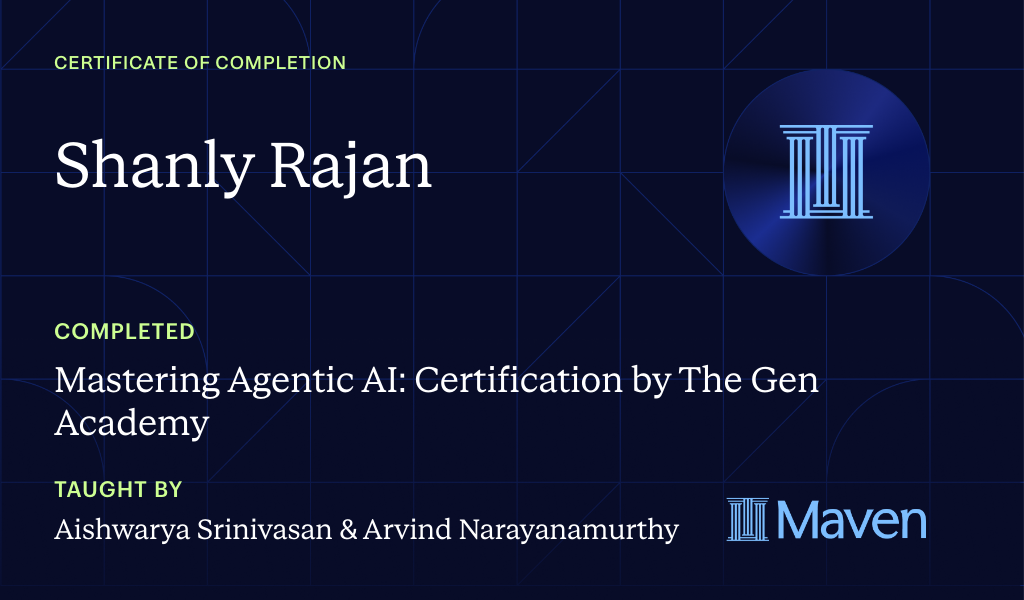 Certificate for Mastering Agentic AI: Certification by The Gen Academy