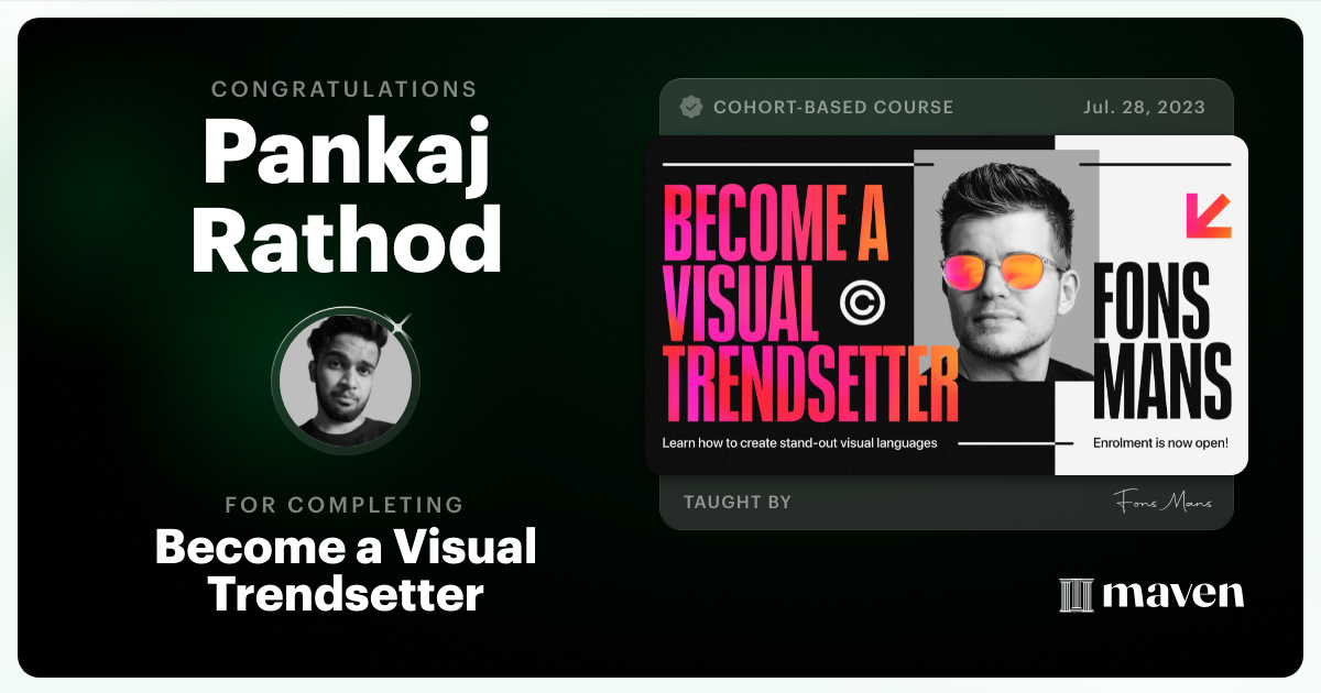 Certificate of Completion for Become a Visual Trendsetter