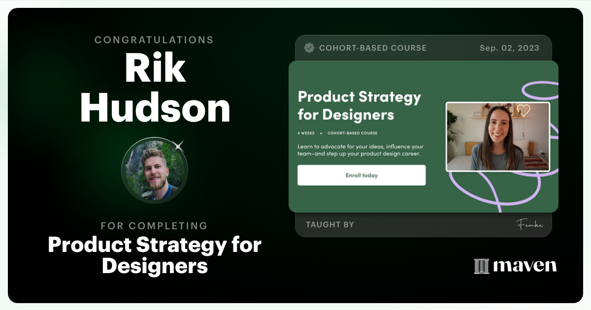 Certificate of Completion for Product Strategy for Designers