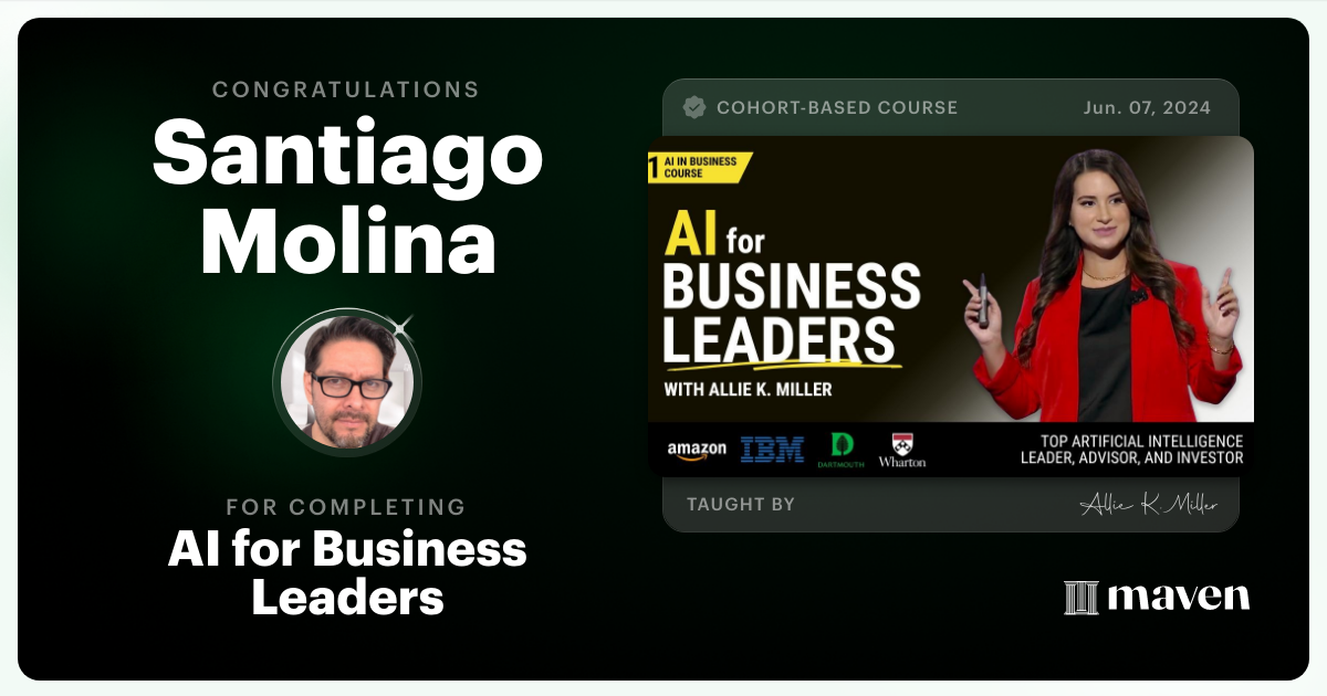 Certificate of Completion for AI for Business Leaders