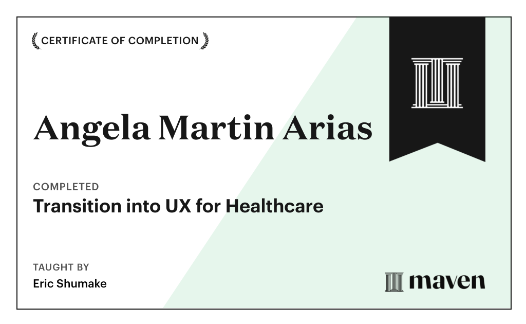 Certificate for Transition into UX for Healthcare