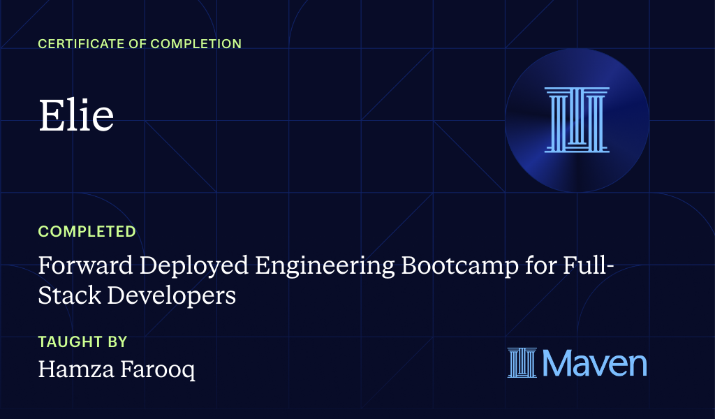 Certificate for Forward Deployed Engineering Bootcamp