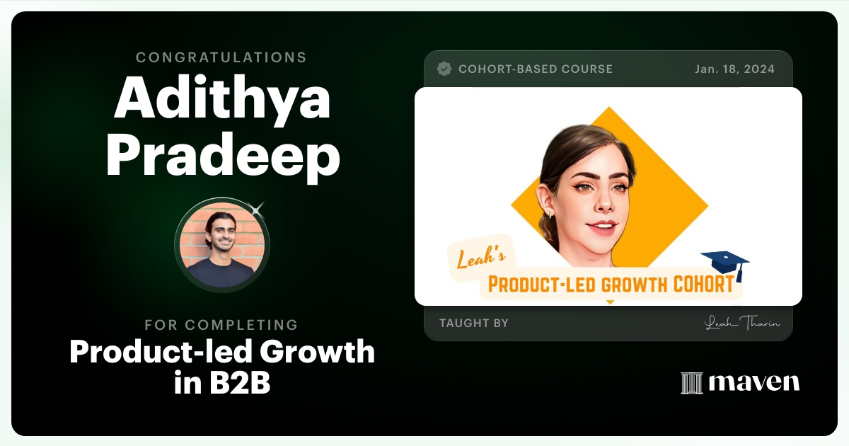 Certificate of Completion for Product-led Growth in B2B