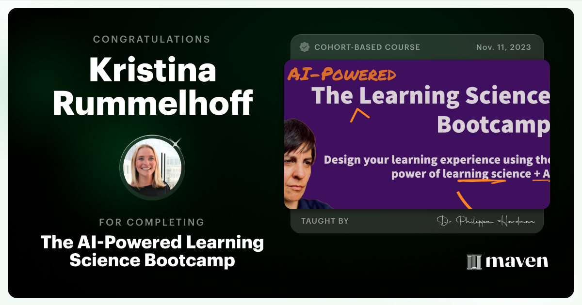 Certificate of Completion for The AI & Learning Design Bootcamp