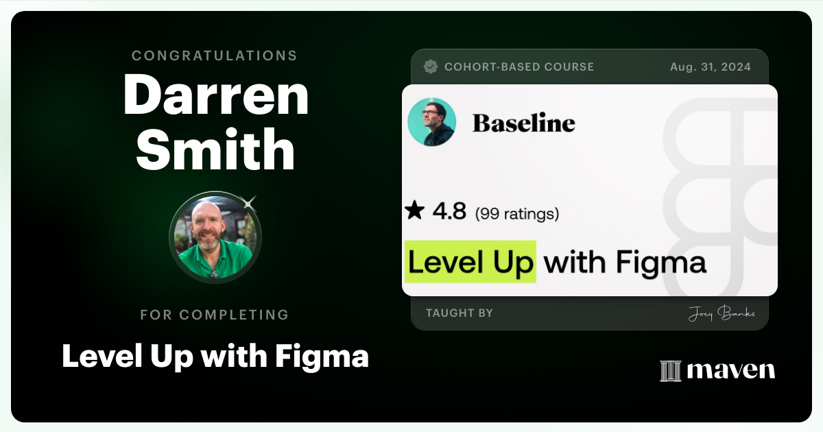 Certificate of Completion for Level Up with Figma