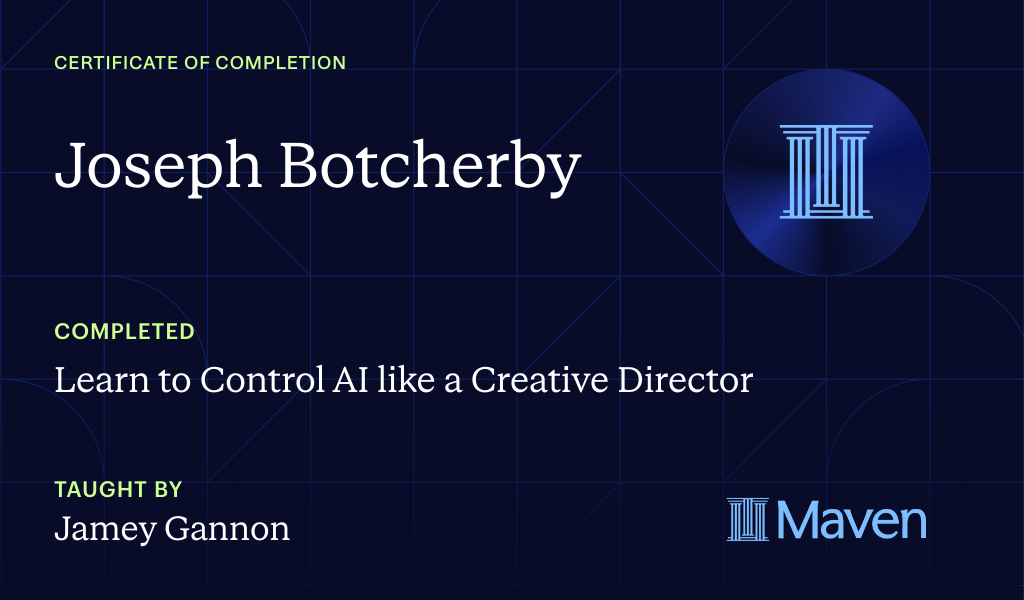 Certificate for Learn to Control AI like a Creative Director