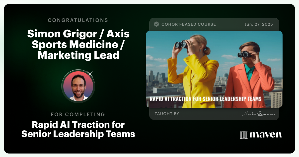 Certificate of Completion for Rapid AI Traction for Senior Leadership Teams