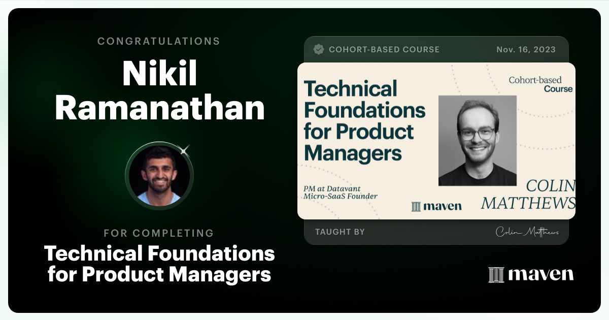 Certificate of Completion for Technical Foundations for Product Managers