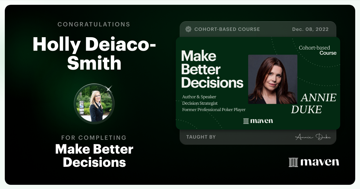 Certificate of Completion for Make Better Decisions