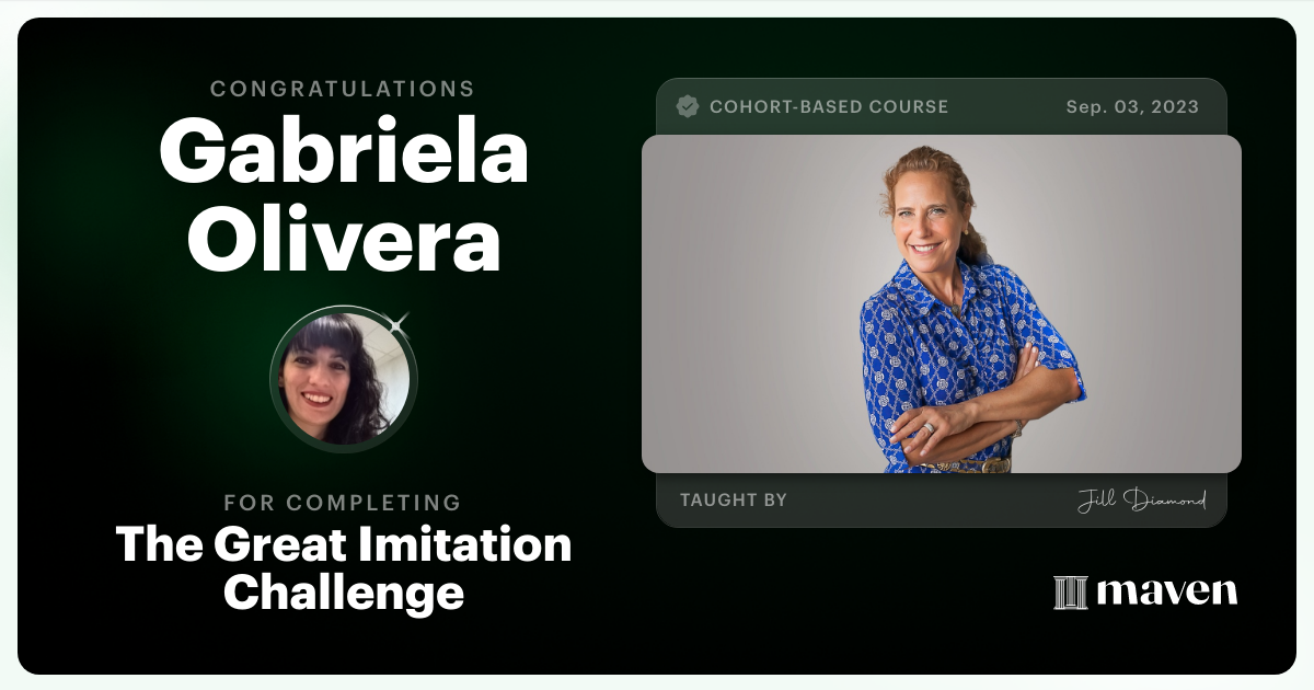 Certificate of Completion for The Great Imitation Challenge