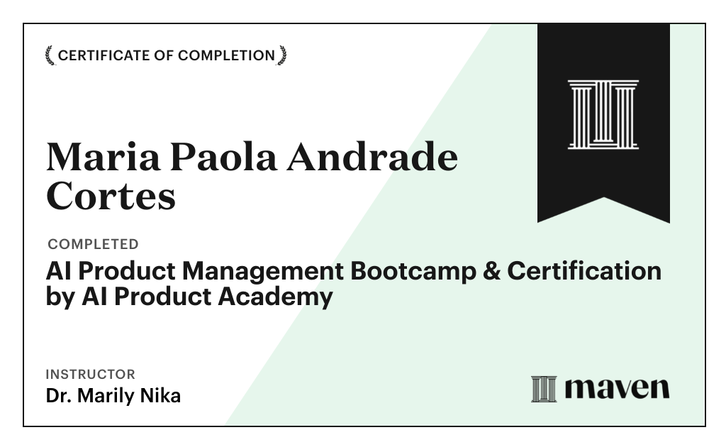 Certificate for AI Product Management Bootcamp & Certification by AI Product Academy