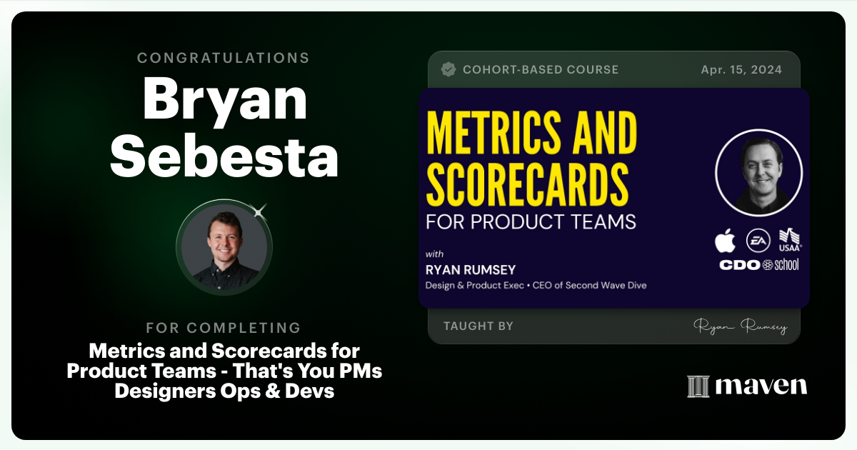 Certificate of Completion for OKRs for Design Orgs