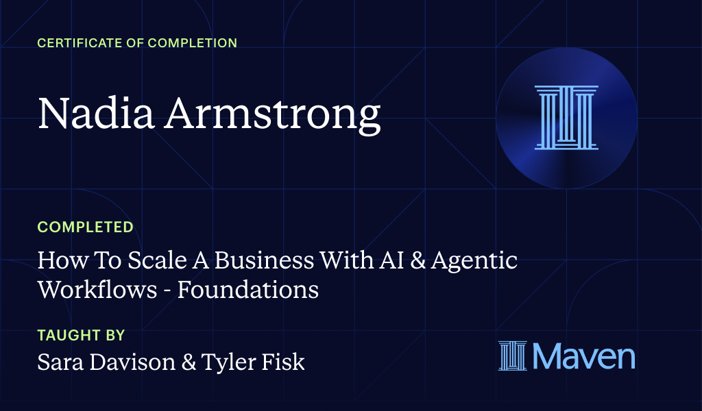 Certificate for Build The AI Agent Workforce That Scales Companies: Own & Run Your Own Agent Org