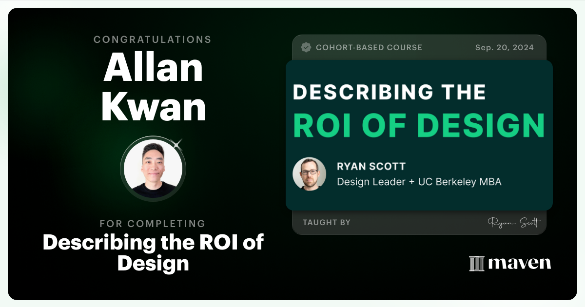 Certificate of Completion for Describing the ROI of Design