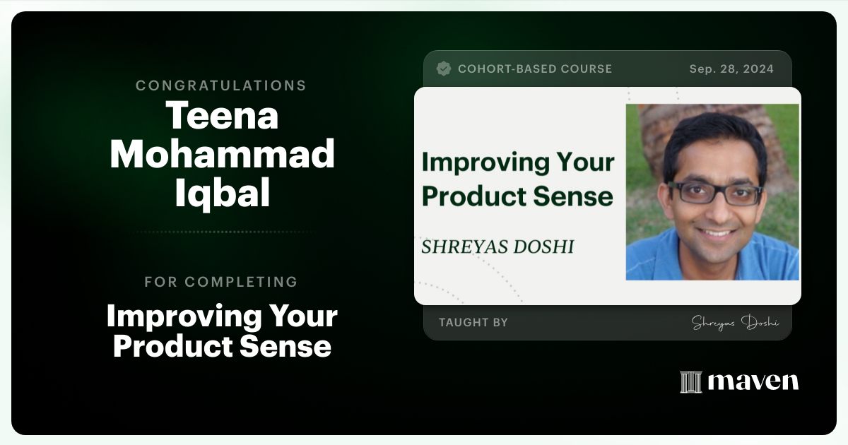 Certificate of Completion for World-class Product Sense in Practice