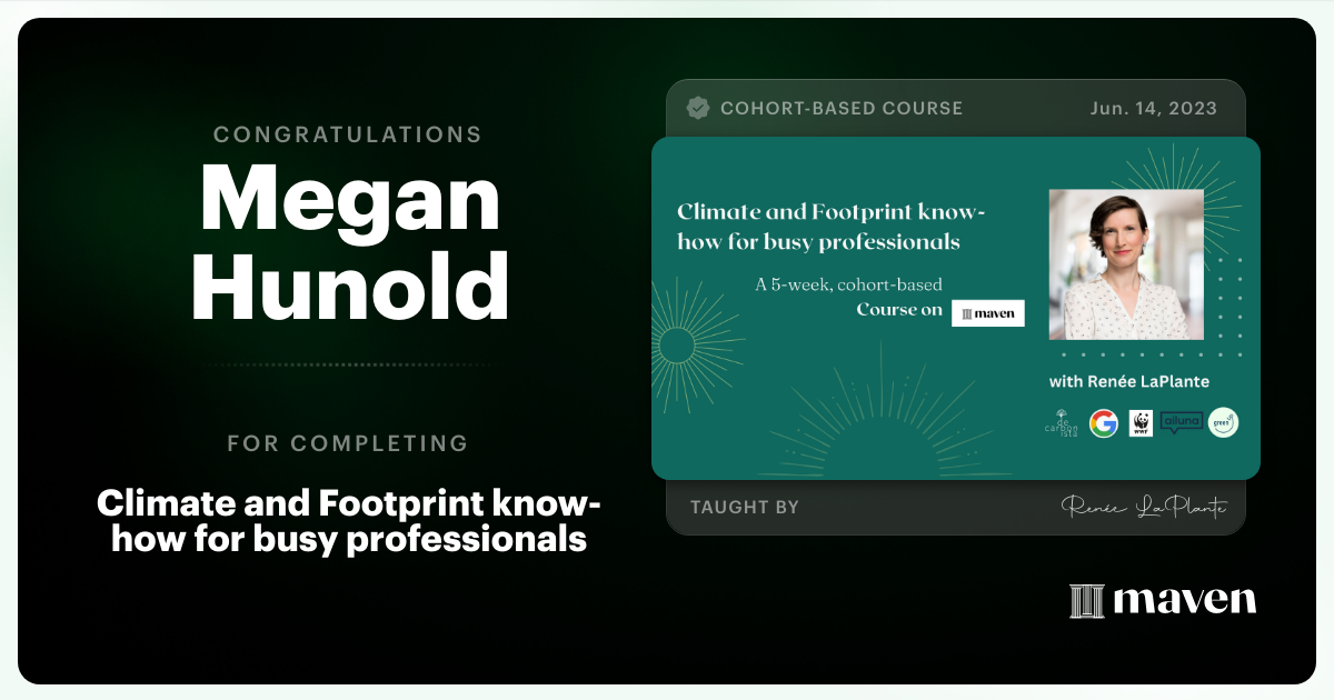 Certificate of Completion for Climate and Footprint know-how for busy professionals