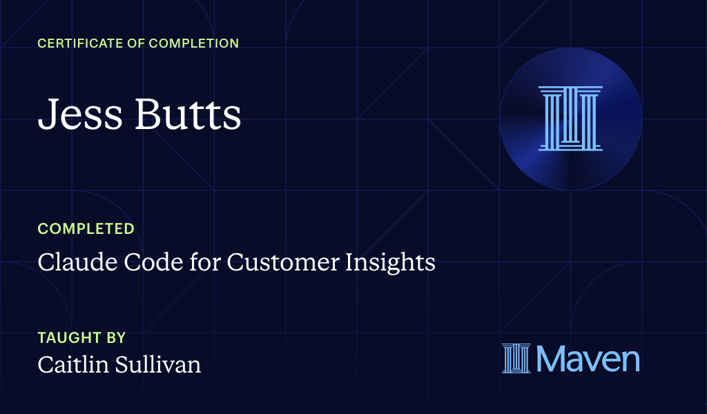 Certificate for Claude Code for Customer Insights