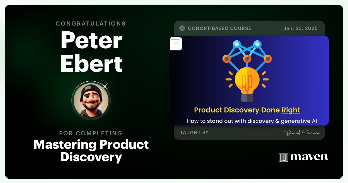 Certificate of Completion for Mastering Product Discovery