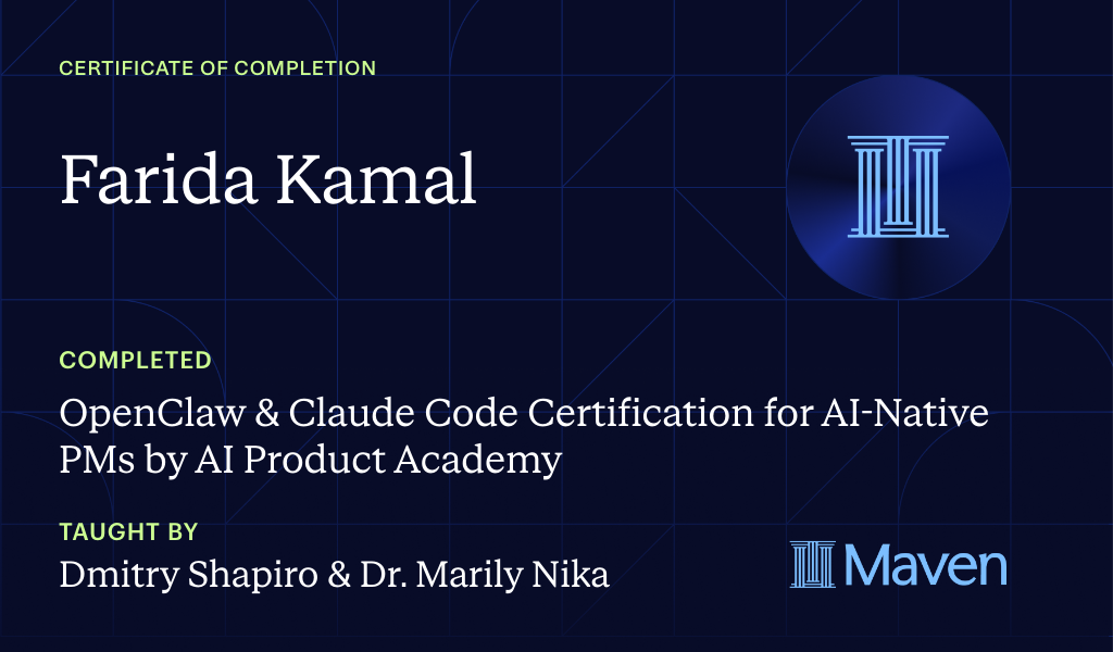 Certificate for OpenClaw & Claude Code Certification for AI-Native PMs by AI Product Academy