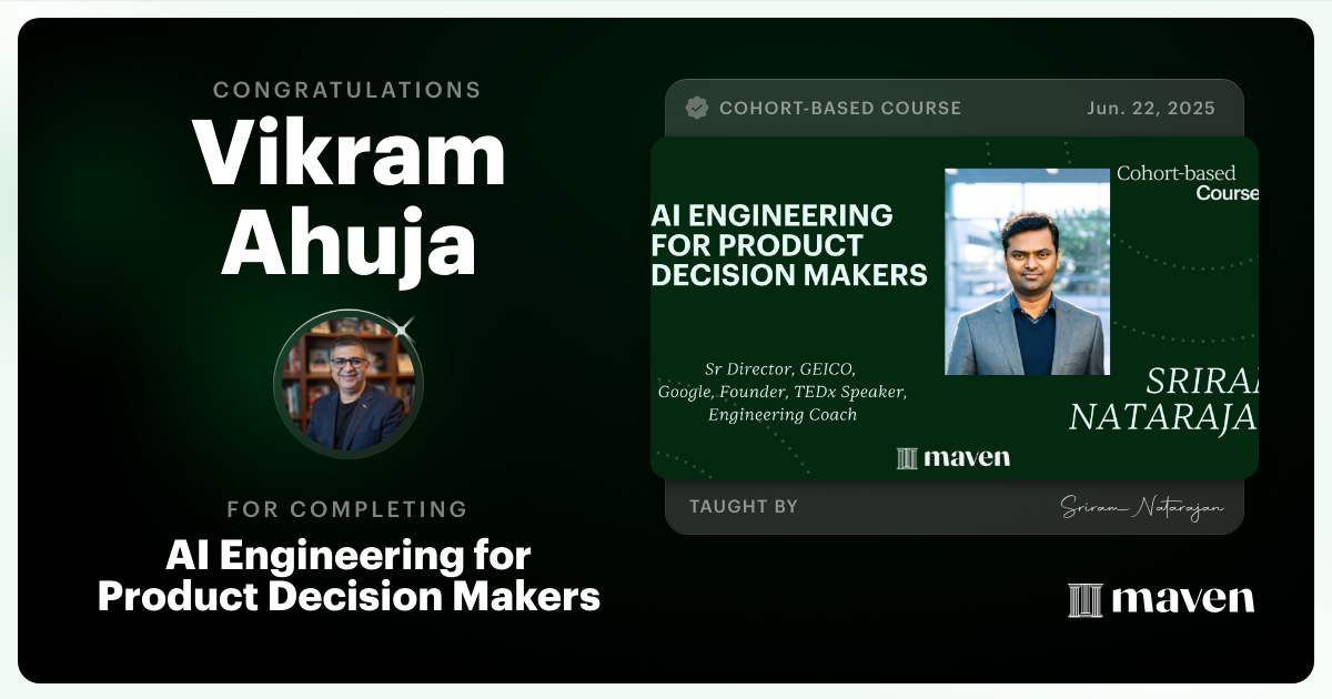 Certificate of Completion for AI Engineering for Product Decision Makers
