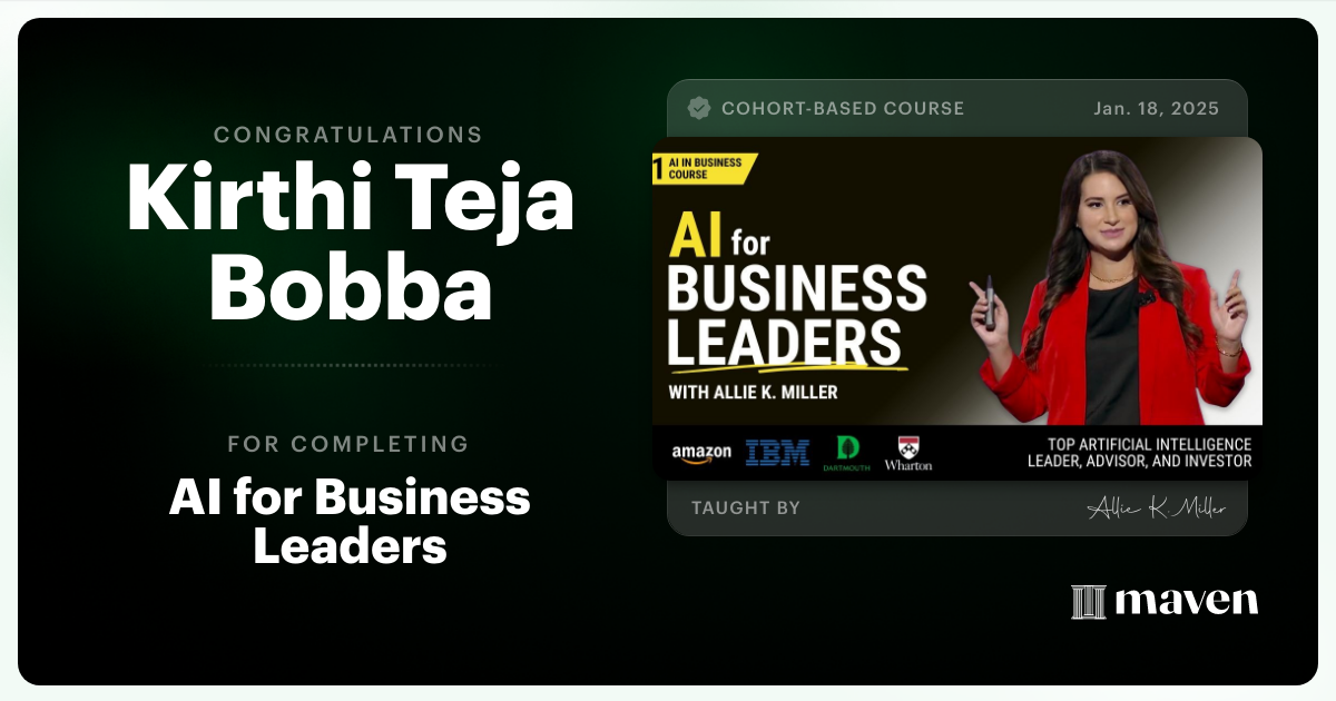 Certificate of Completion for AI for Business Leaders
