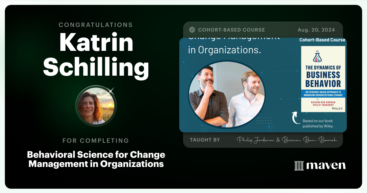 Certificate of Completion for Master Change Management and Leadership with Behavioral & Neuroscience