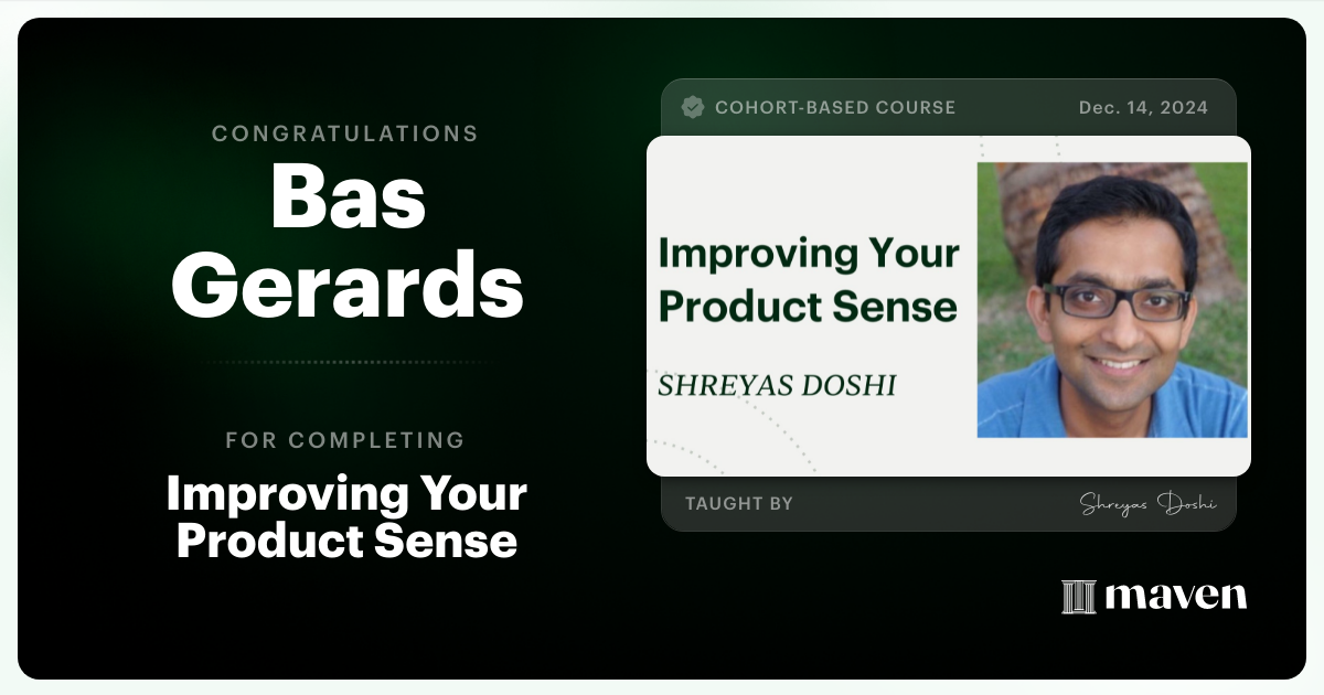 Certificate of Completion for World-class Product Sense in Practice