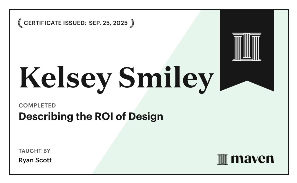 Certificate for Describing the ROI of Design